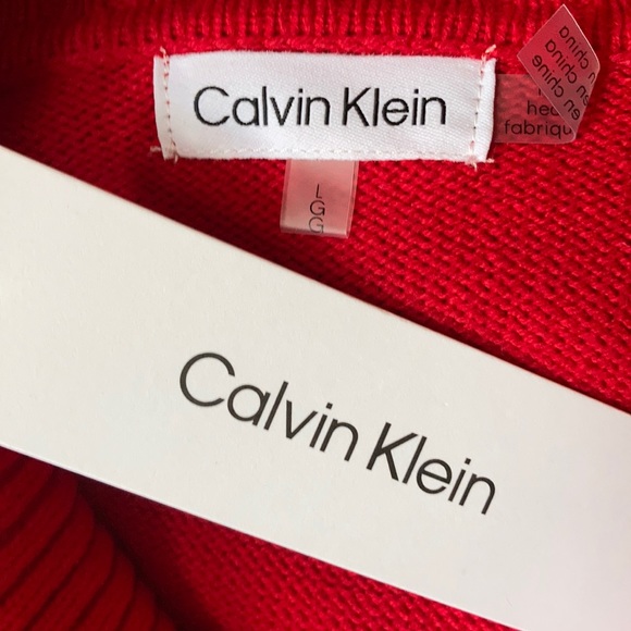 Calvin Klein Cowl Fancy Red Knit Pullover Sweater - Picture 6 of 7